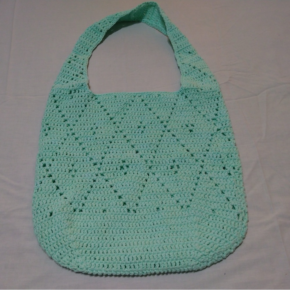 Seafoam Green Hand- Crochet Shoulder Bag